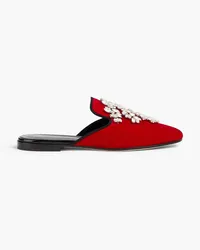 Giuseppe Zanotti Letizia Slippers aus Samt mit Kristallverzierung Rot