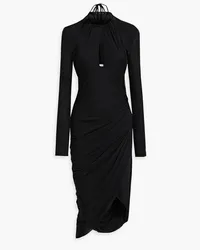 Helmut Lang Geraffter Neckholder-Kleid aus Jersey Schwarz