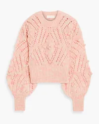 Zimmermann Pullover aus Pointelle-Strick mit Pompons Pink