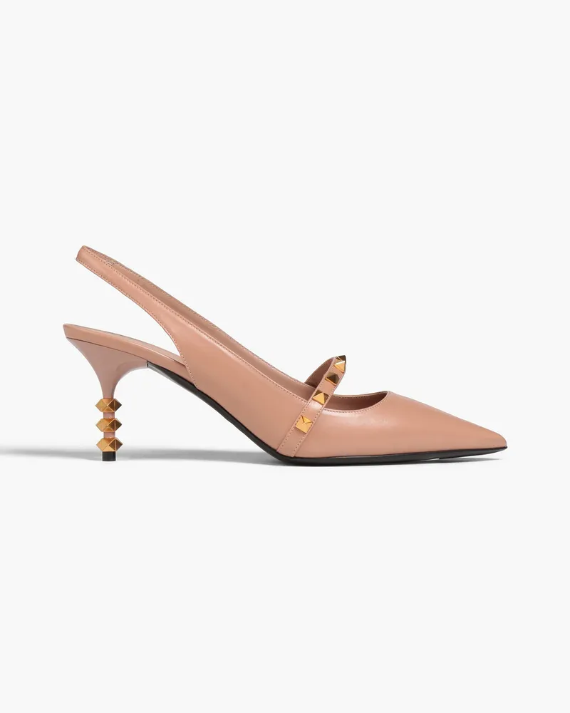 Valentino Garavani Rockstud leather slingback pumps Neutral