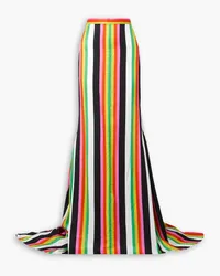 Christopher John Rogers Gestreiftes Maxikleid aus Crêpe Bunt