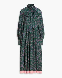 Zimmermann Midikleid aus Stretch-Seide mit Print und Schluppe Grün