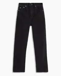 Ganni Hoch sitzende Cropped Jeans mit geradem Bein Schwarz