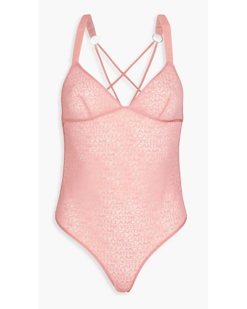 Stella McCartney Body aus Stretch-Mesh mit Stickereien Pink