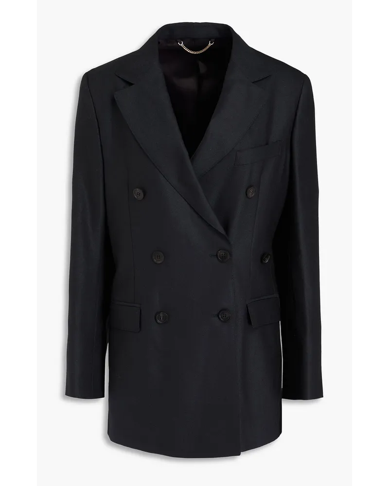 Ferragamo Doppelreihiger Blazer aus Grain de Poudre aus Wolle Schwarz