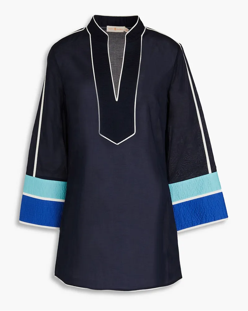 Tory Burch Tunika aus Baumwoll-Voile inColour-Block-Optik Blau