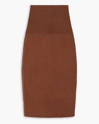 Victoria Beckham VB Body Midirock aus geripptem Stretch-Strick Braun