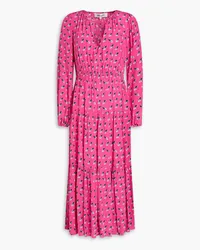 Diane von Furstenberg Dominique gestuftes Midikleid aus Crêpe de Chine mit Print Pink