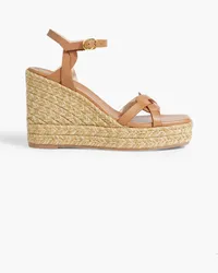 Stuart Weitzman Espadrille-Wedges aus geflochtenem Leder Braun