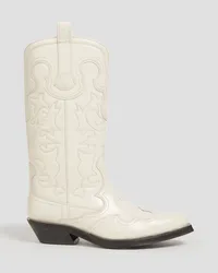 Ganni Cowboy Boots aus Leder Weiß