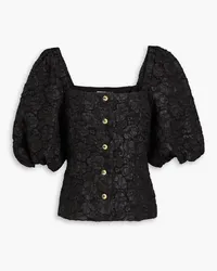 Ganni Bluse aus floralem Jacquard Schwarz