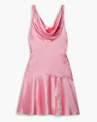 LoveShackFancy Lionel Minikleid aus Seiden-Charmeuse mit Spitzeneinsatz Pink