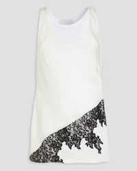 3.1 phillip lim Mehrlagiges Tanktop aus Satin und Baumwoll-Jersey mit Spitzenbesatz Weiß