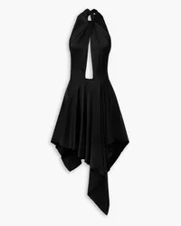 Stella McCartney Asymmetrisches Neckholder-Minikleid aus Seersucker mit Cut-out Schwarz