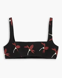 Valentino Garavani Bustier aus Crêpe aus einer Wollmischung mit floralem Print Schwarz