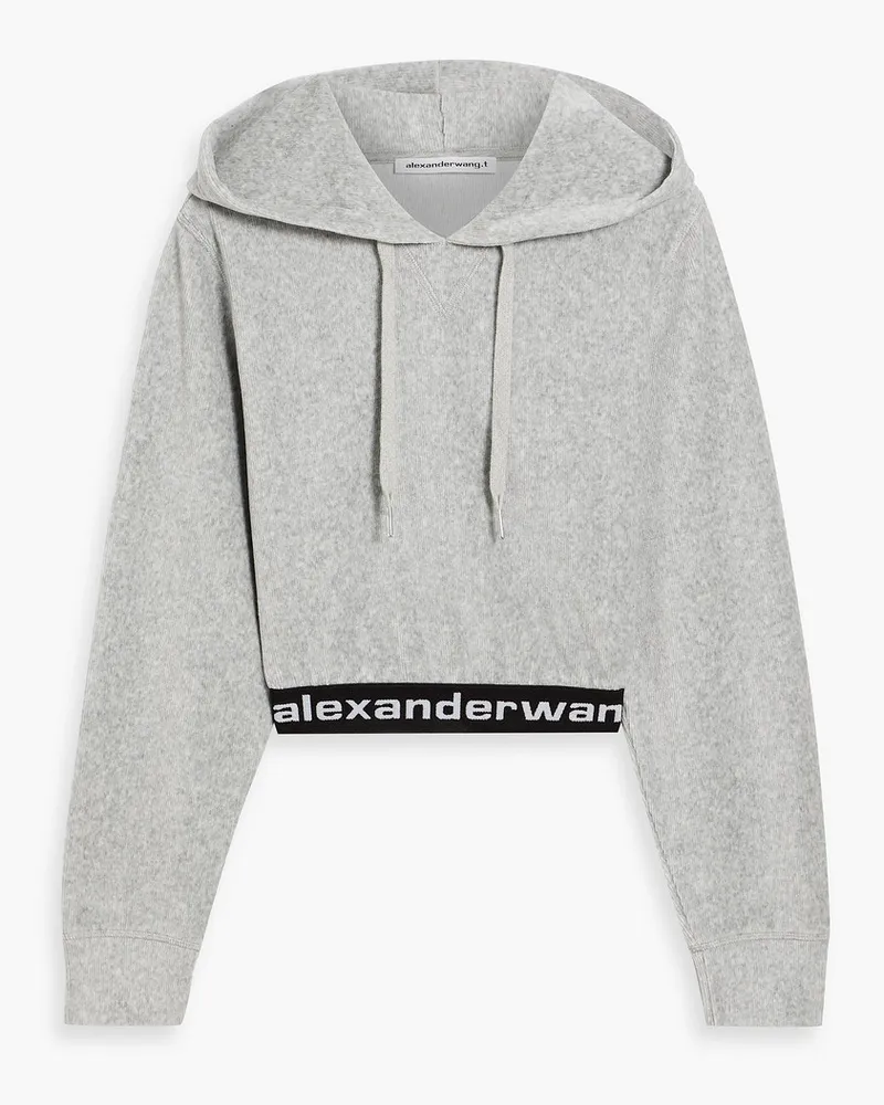 Alexander Wang Cropped Hoodie aus Cord aus Stretch-Baumwolle Grau