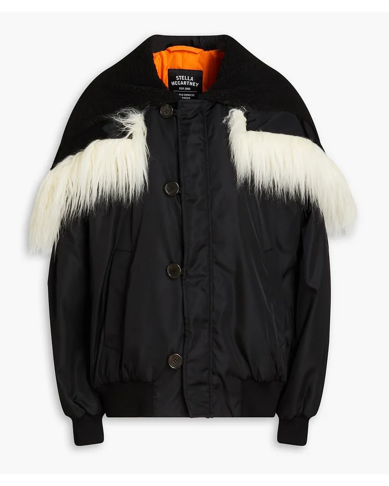 Stella McCartney Aiden Bomberjacke aus Shell mit Shearling-Imitat-Besatz Schwarz