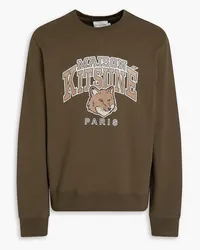 Kitsuné Sweatshirt aus Baumwollfrottee mit Logoprint Grün