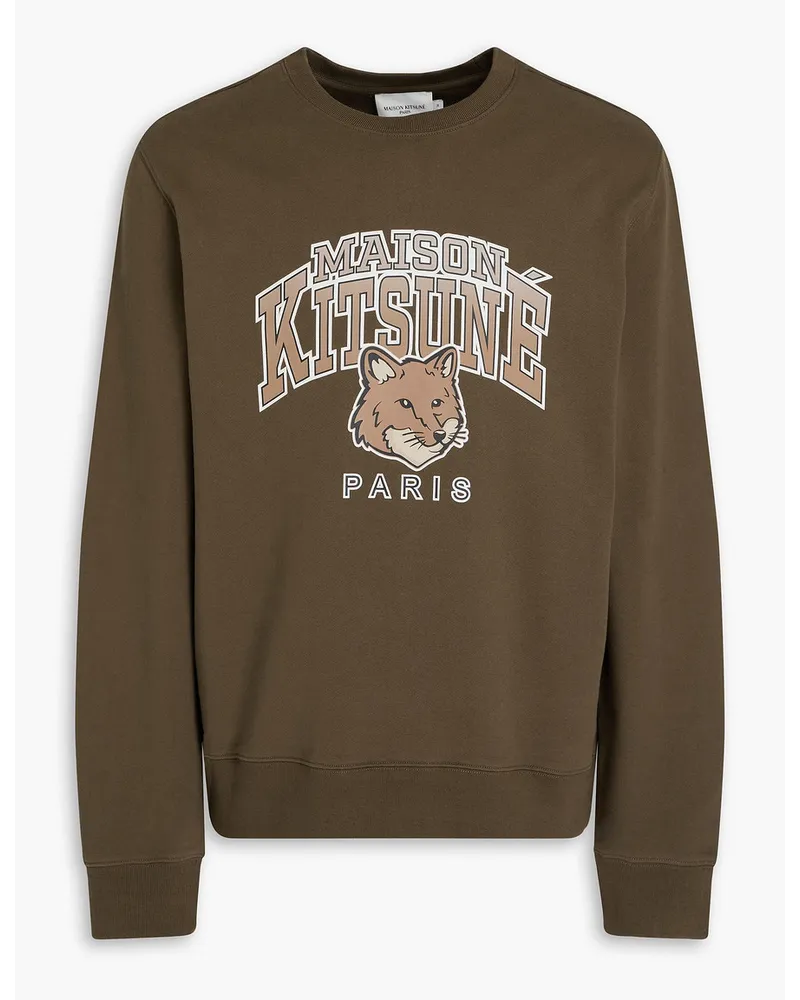 Kitsuné Sweatshirt aus Baumwollfrottee mit Logoprint Grün