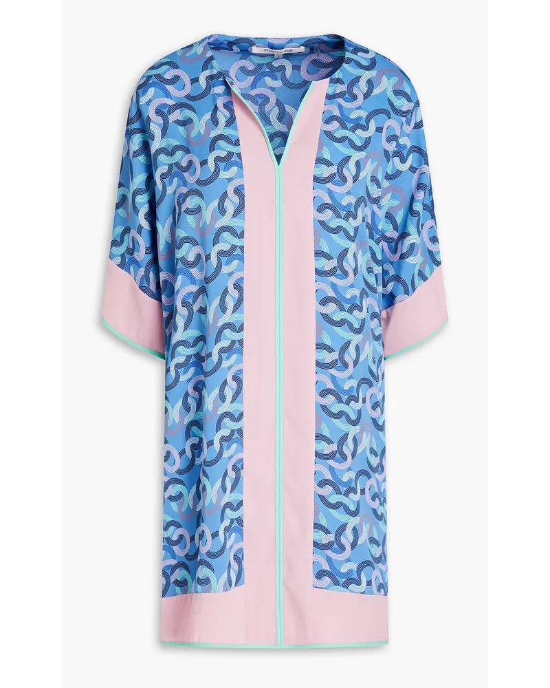 Diane von Furstenberg Babette Tunika aus Crêpe mit Print Blau