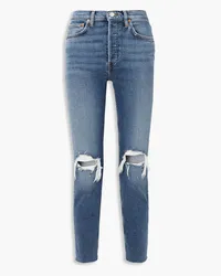 RE/DONE Halbhohe Cropped Skinny Jeans Blau