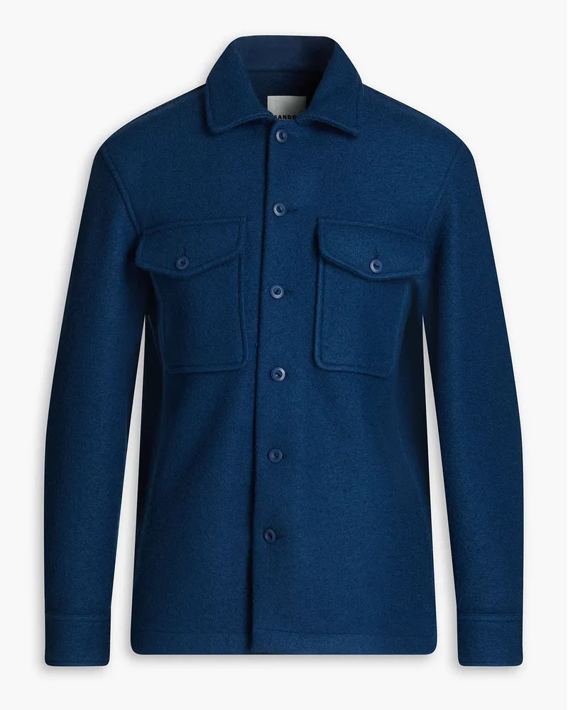 Sandro Overshirt aus Bouclé-Wolle Blau