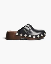 Ganni Clogs aus Leder mit Nieten Schwarz