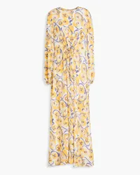 Diane von Furstenberg Sydney Maxikleid aus Crêpe de Chine mit floralem Print Gelb