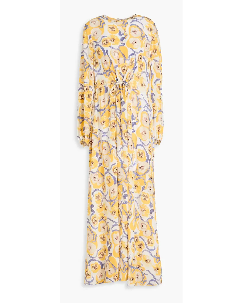 Diane von Furstenberg Sydney Maxikleid aus Crêpe de Chine mit floralem Print Gelb