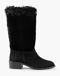 Aquazzura 45 Stiefel aus Shearling und Veloursleder Schwarz