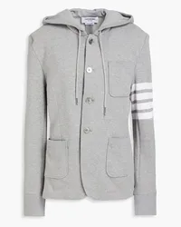 Thom Browne Gestreifter Blazer aus Baumwollfrottee mit Kapuze Grau