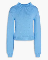 Marni Rollkragenpullover aus gerippter Wolle Blau