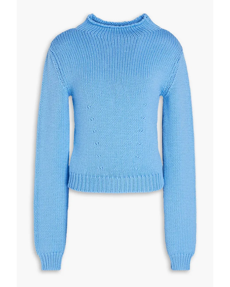 Marni Rollkragenpullover aus gerippter Wolle Blau