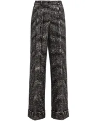 Dolce & Gabbana Hose mit weitem Bein aus Tweed mit Hahnentrittmuster und Falten Schwarz