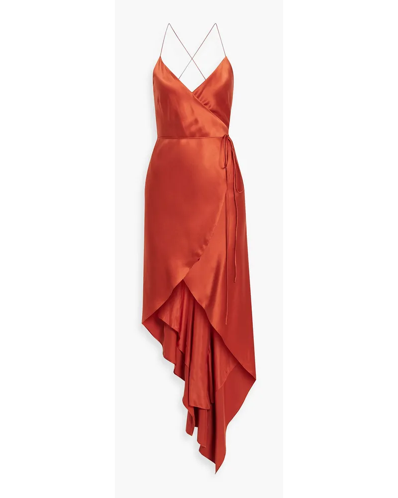 mason by michelle mason Asymmetrisches Wickelkleid aus Seidensatin Rot