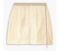 cotton-blend crochet-knit mini skirt