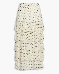 Zimmermann Gestufter Midirock aus Georgette mit Polka-Dots Neutral