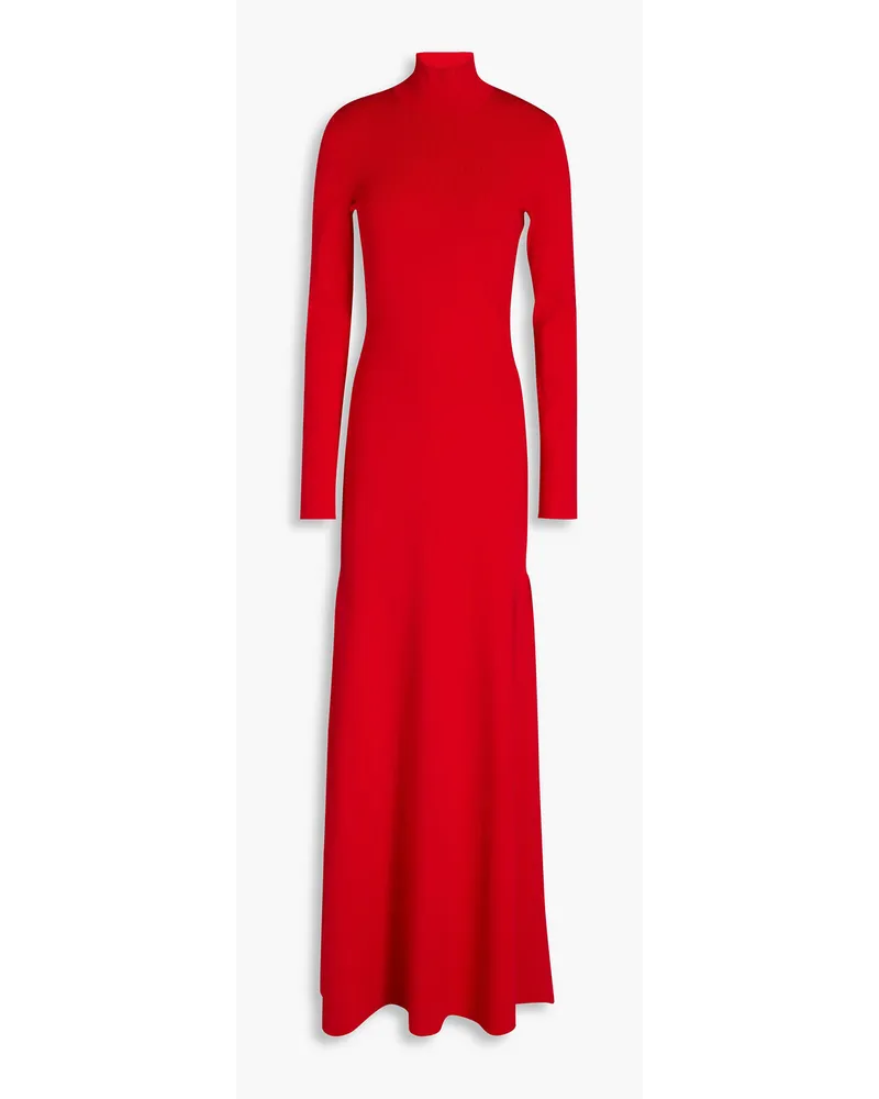 Victoria Beckham Maxikleid aus Stretch-Strick mit Stehkragen und Cut-outs Rot