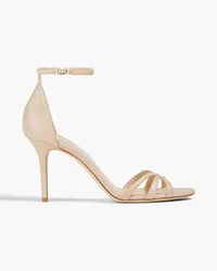 Jimmy Choo Dinda 85 Sandalen aus Leder mit Schlangeneffekt Neutral