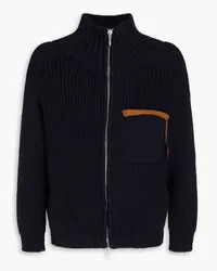 Jacquemus Arco Pullover aus Rippstrick mit Reißverschluss Blau