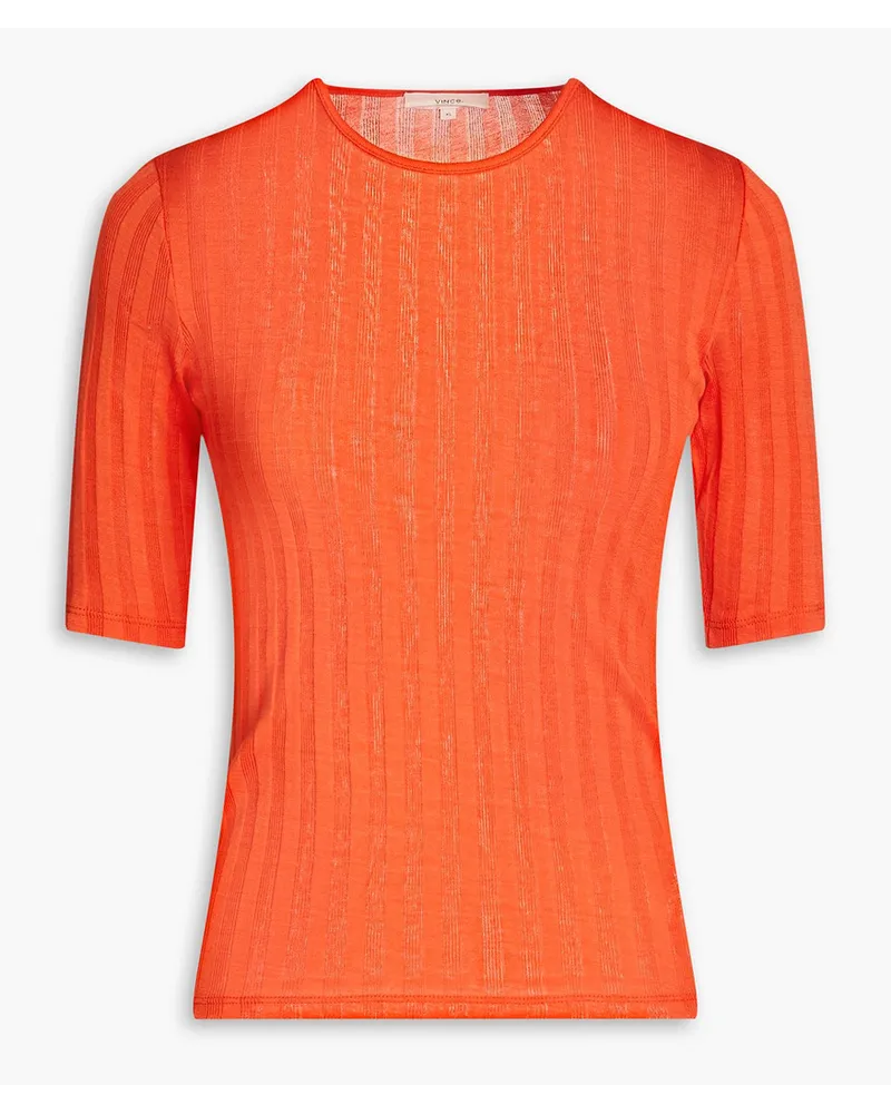 Vince T-Shirt aus geripptem Baumwoll-Jersey Orange