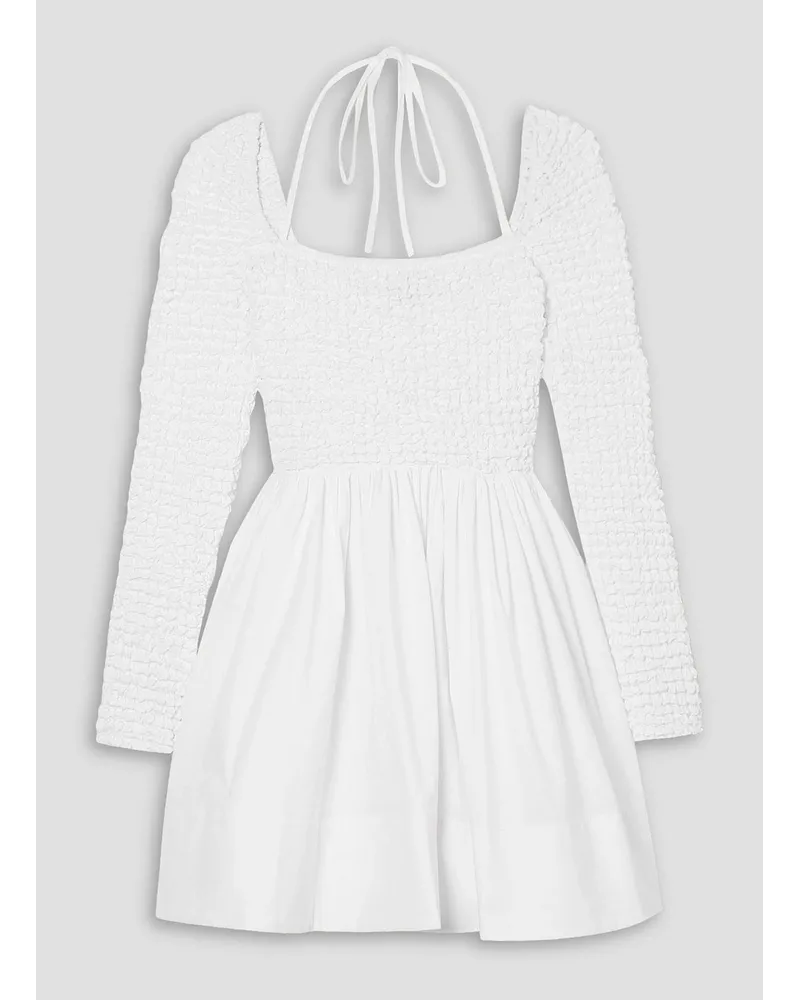 STAUD Cassidy Minikleid aus Popeline aus einer Baumwollmischung mit Raffung Weiß