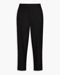 tibi Cropped Karottenhose aus Grain de Poudre aus Wolle Schwarz