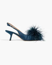 Sam Edelman Slingback-Pumps aus Satin mit Federn Blau