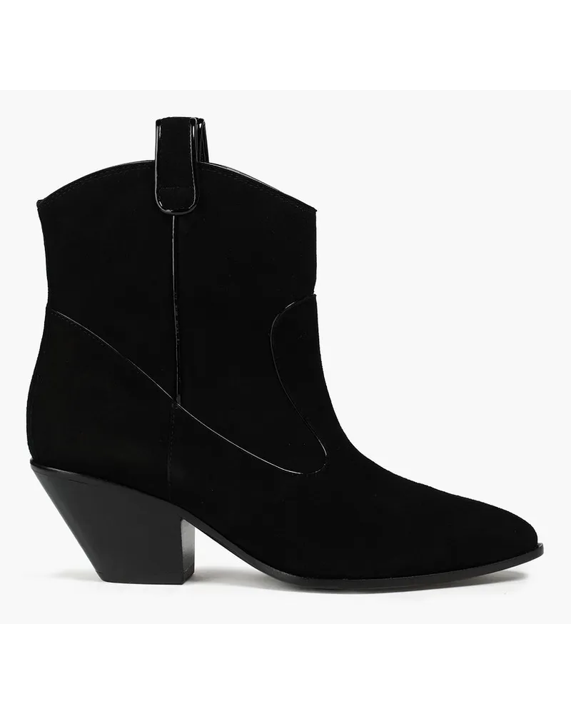 Giuseppe Zanotti Ankle Boots aus Veloursleder mit Lacklederbesatz Schwarz