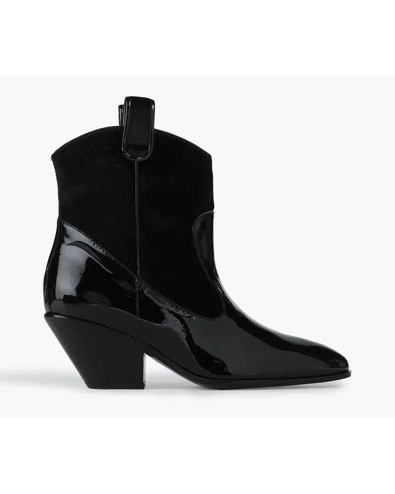 Giuseppe Zanotti Ankle Boots aus Veloursleder mit Lacklederbesatz Schwarz