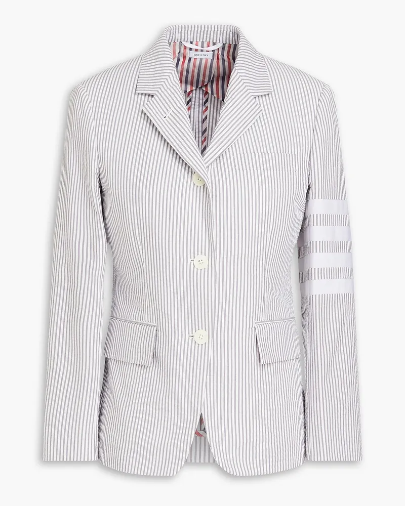 Thom Browne Gestreifter Blazer aus Baumwoll-Seersucker Grau