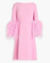 Huishan Zhang Kleid aus Crêpe mit Federn Pink