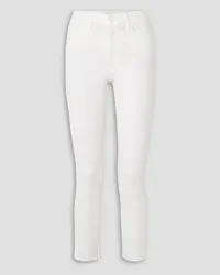 Mother The Dazzler frayed cropped mid-rise slim jeans Weiß