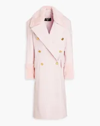 Balmain Mantel aus Wollfilz mit Shearling-Einsätzen Pink